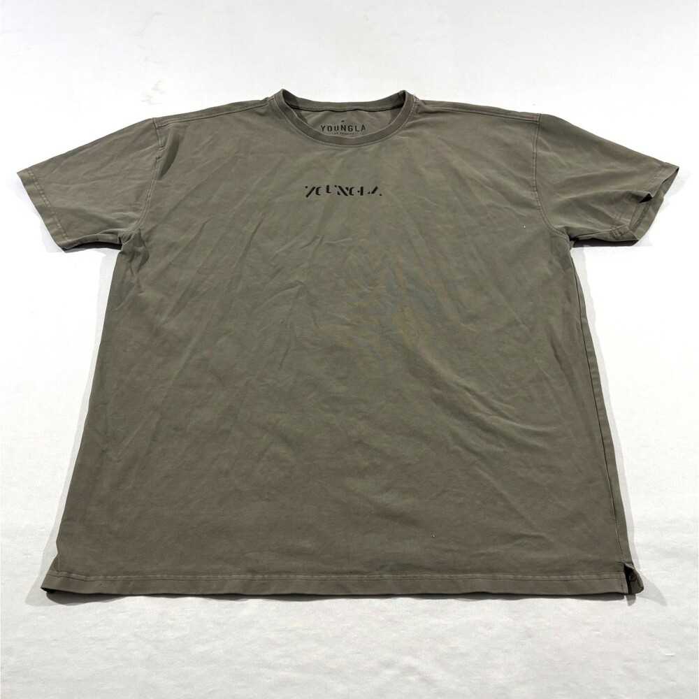 YoungLa 470 T-shirt Gray Athleisure Yoga Workout Gym Preppy Casual Men Tee Sz XL
